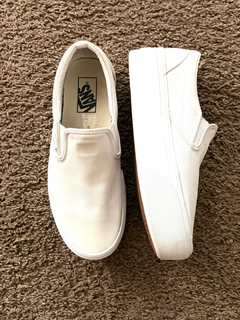 Vans Platform Slip-On Canvas Sneakers in White